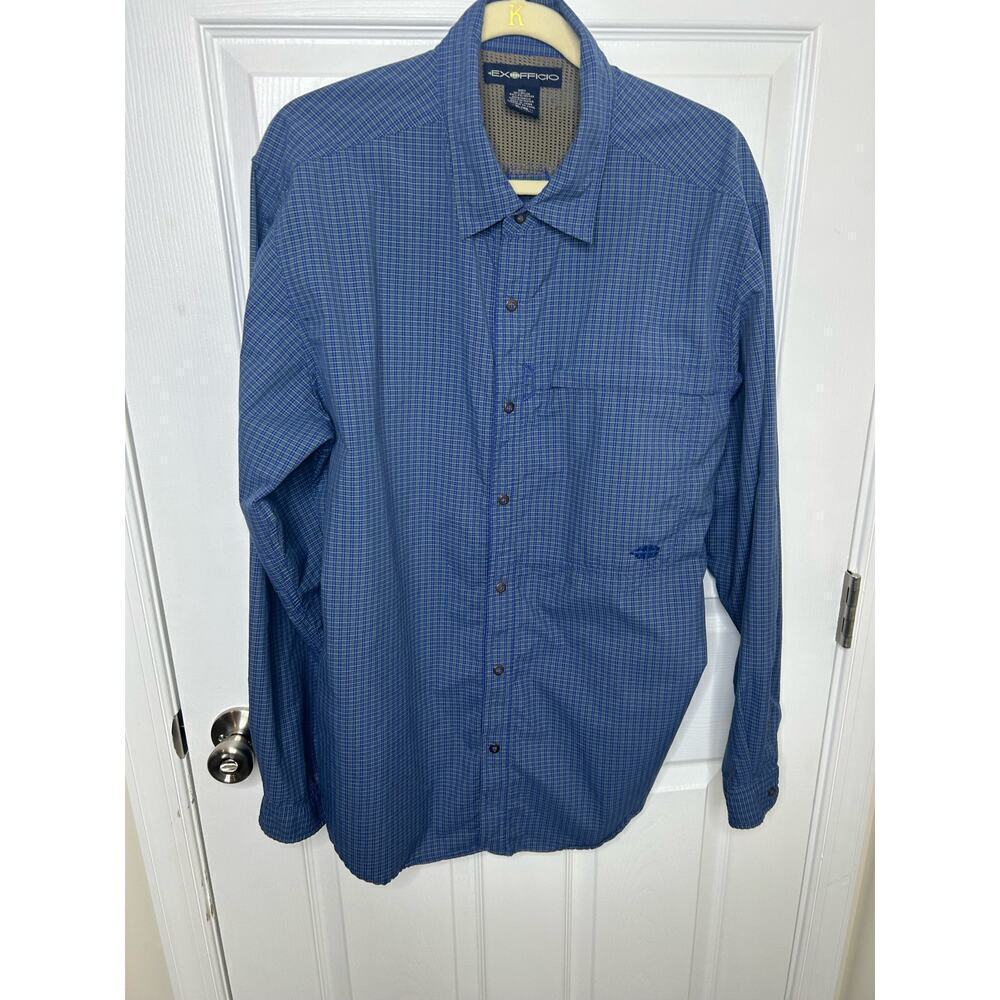 Exofficio buttn Down Hiking Outdoor Shirt Size XL sport vented SNAP BUTTONS